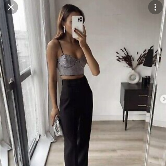 ZARA CROPPED SPARKLY BUSTIER - Picture 1 of 4